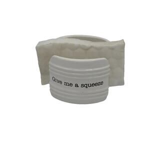 MUD PIE CERAMIC BISTRO SPONGE CADDY HOLDER OFF WHITE Farm House Industrial